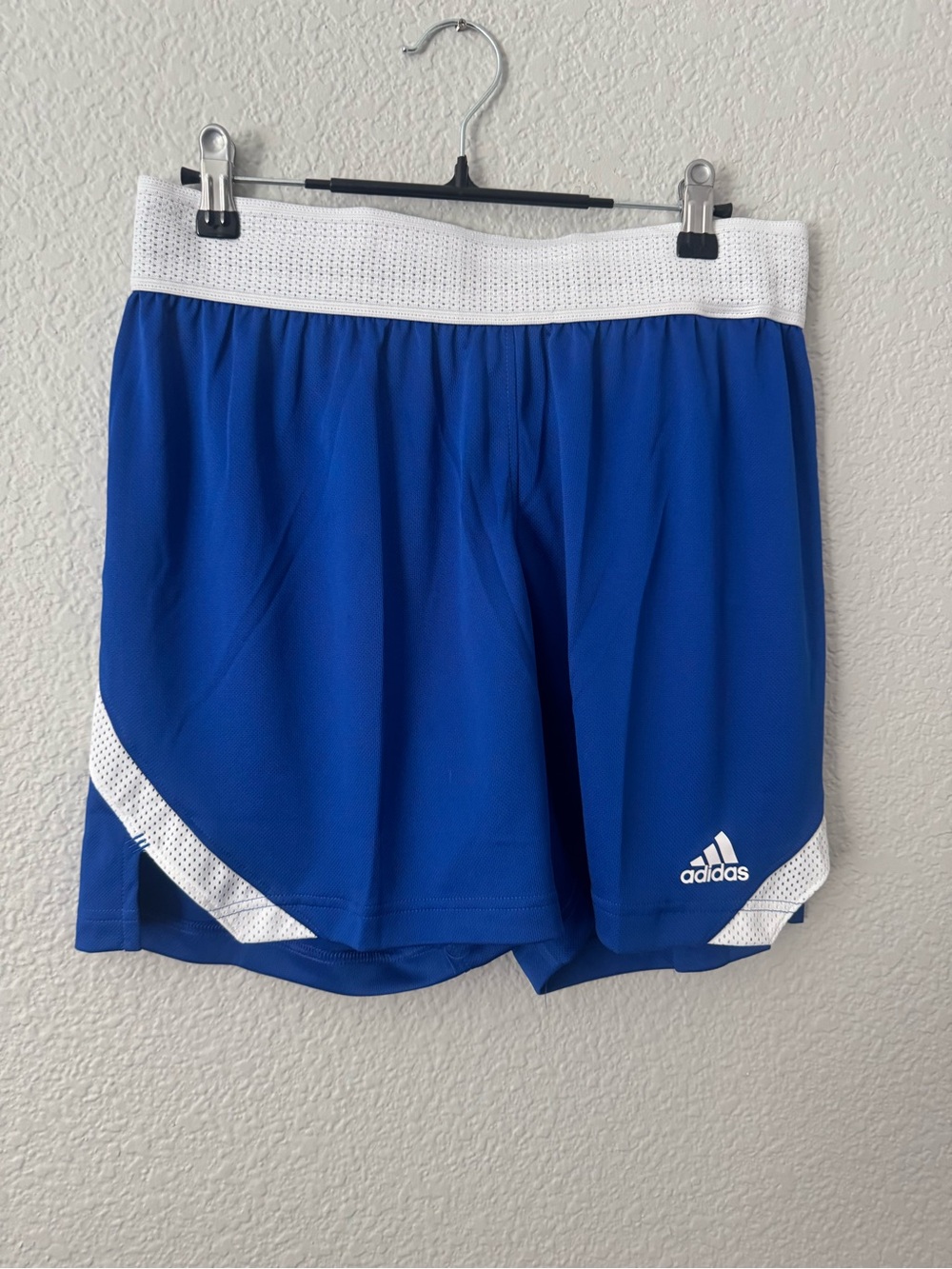 adidas Men’s Blue Athletic Shorts with White Waistband